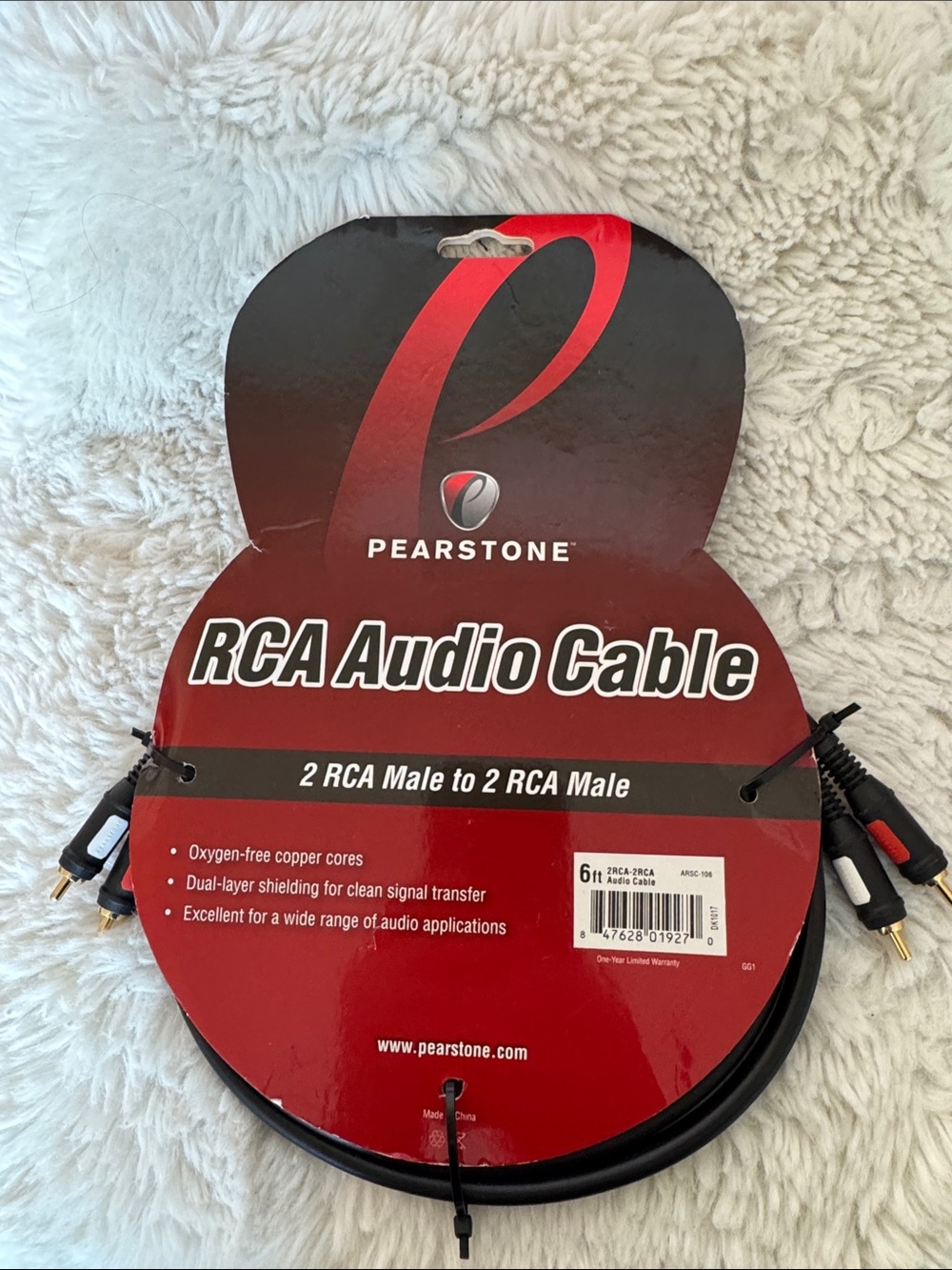 Pearstone RCA Audio Cable - Black with Red Label 10 ft